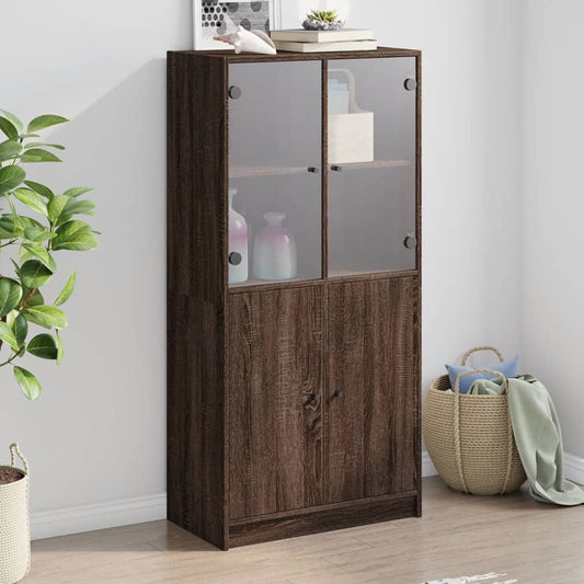 Highboard mit Türen Braun Eiche-Optik 68x37x142cm Holzwerkstoff