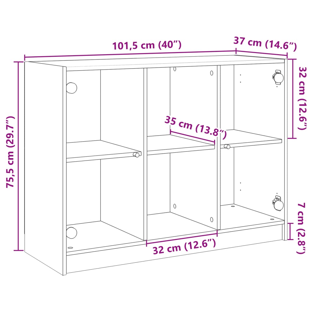 Sideboard Betongrau 102x37x75,5 cm Holzwerkstoff