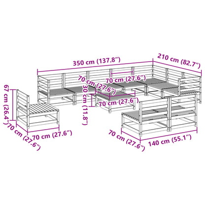 11-tlg. Garten-Sofagarnitur Kiefernholz Imprägniert