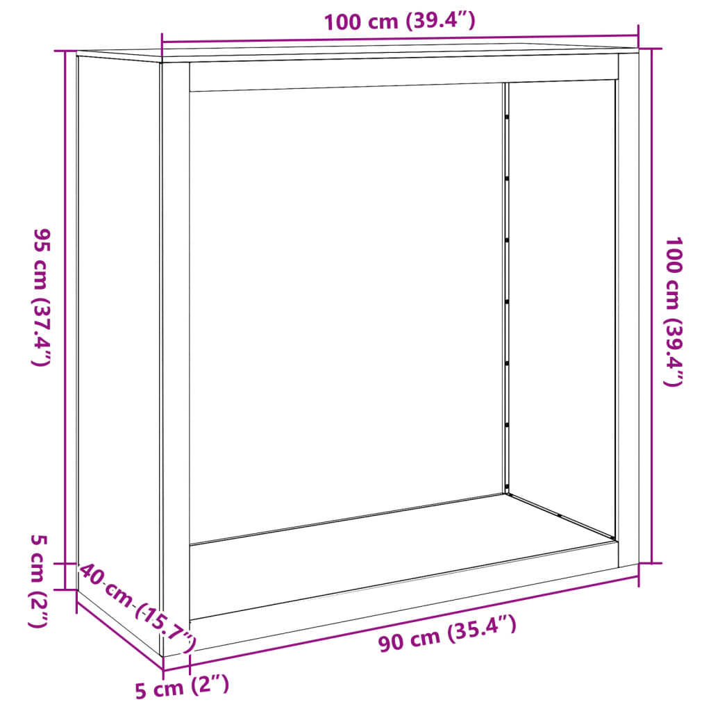 Brennholzregal Schwarz 100x40x100 cm Stahl