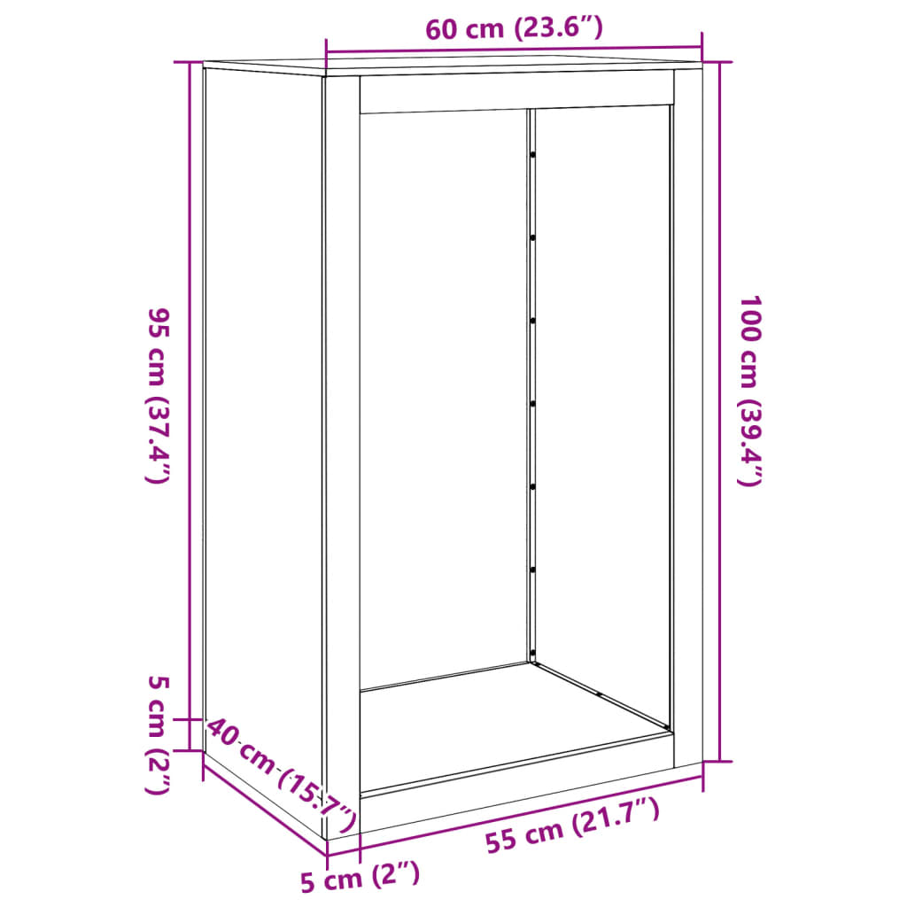 Brennholzregal Anthrazit 60x40x100 cm Stahl