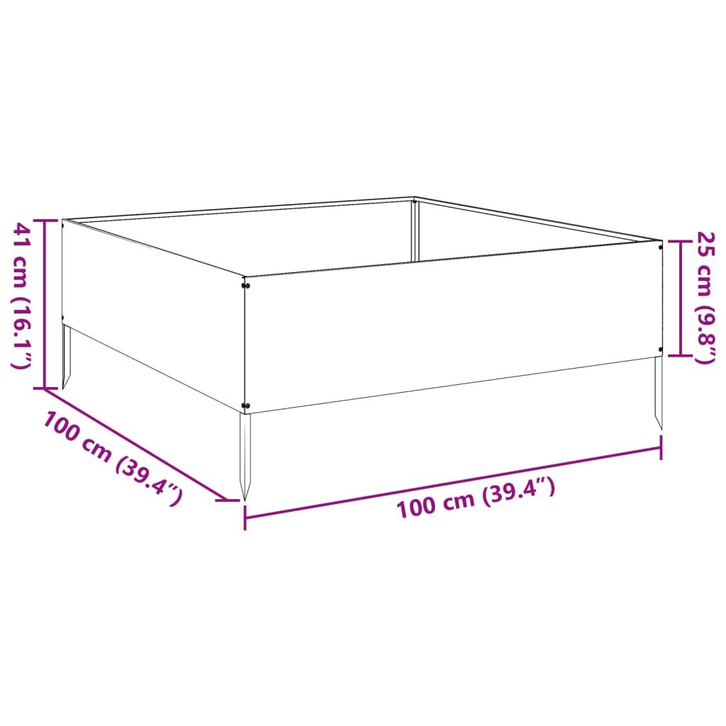 Hochbeet Weiß 100x100x25 cm Stahl