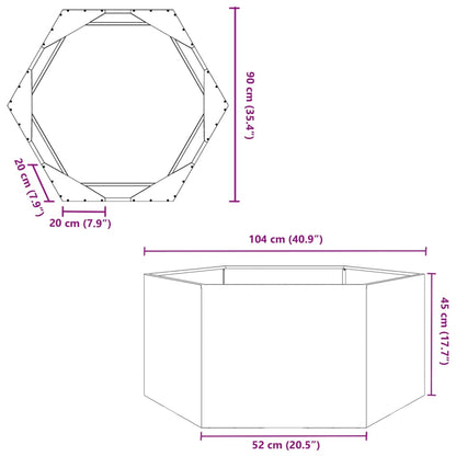 Pflanzkübel Olivgrün Sechseckig 104x90x45 Stahl