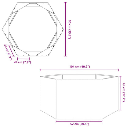 Pflanzkübel Sechseckig 104x90x45 Edelstahl