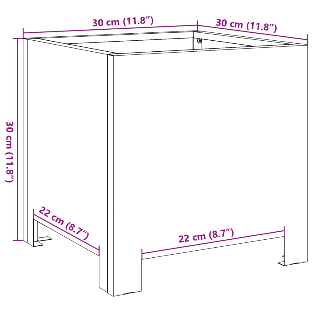 Pflanzkübel Schwarz 30x30x30 Stahl