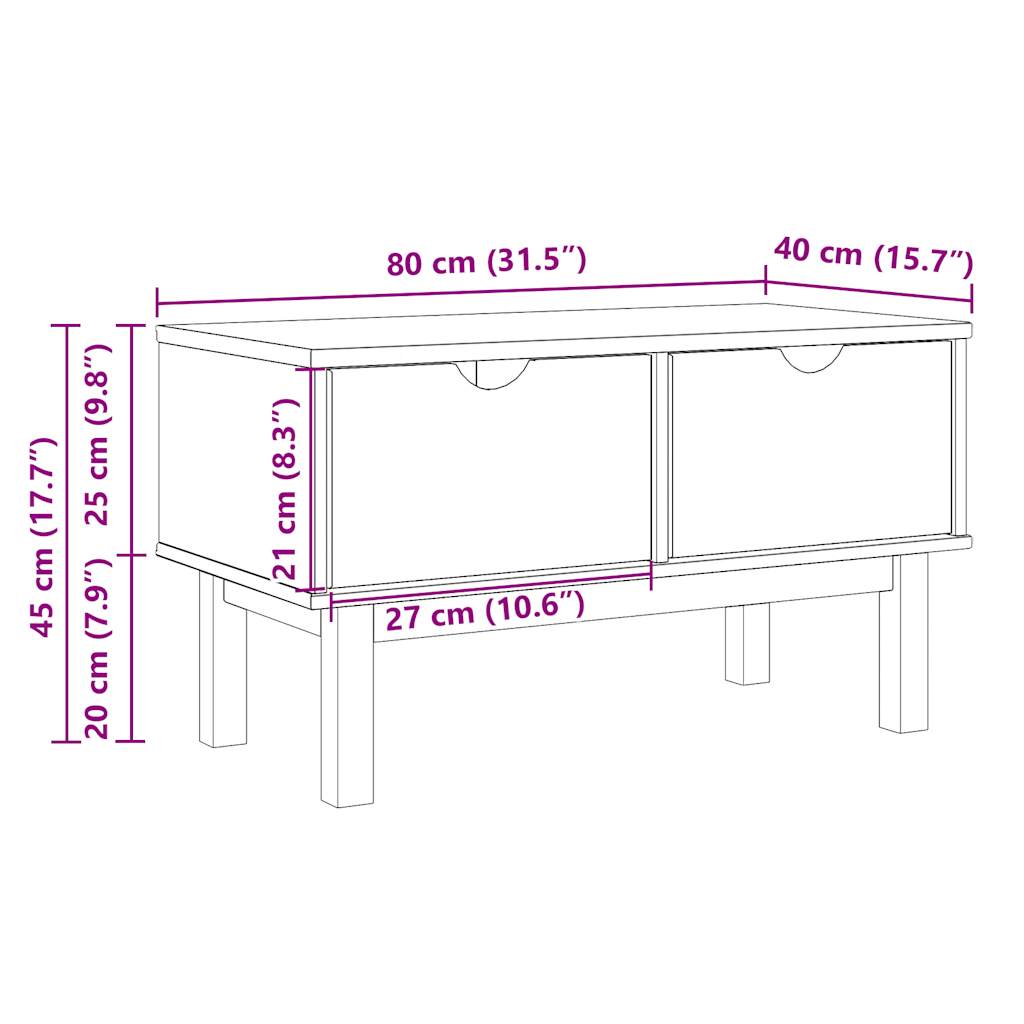 Flurbank OTTA 80x40x45 cm Massivholz Kiefer