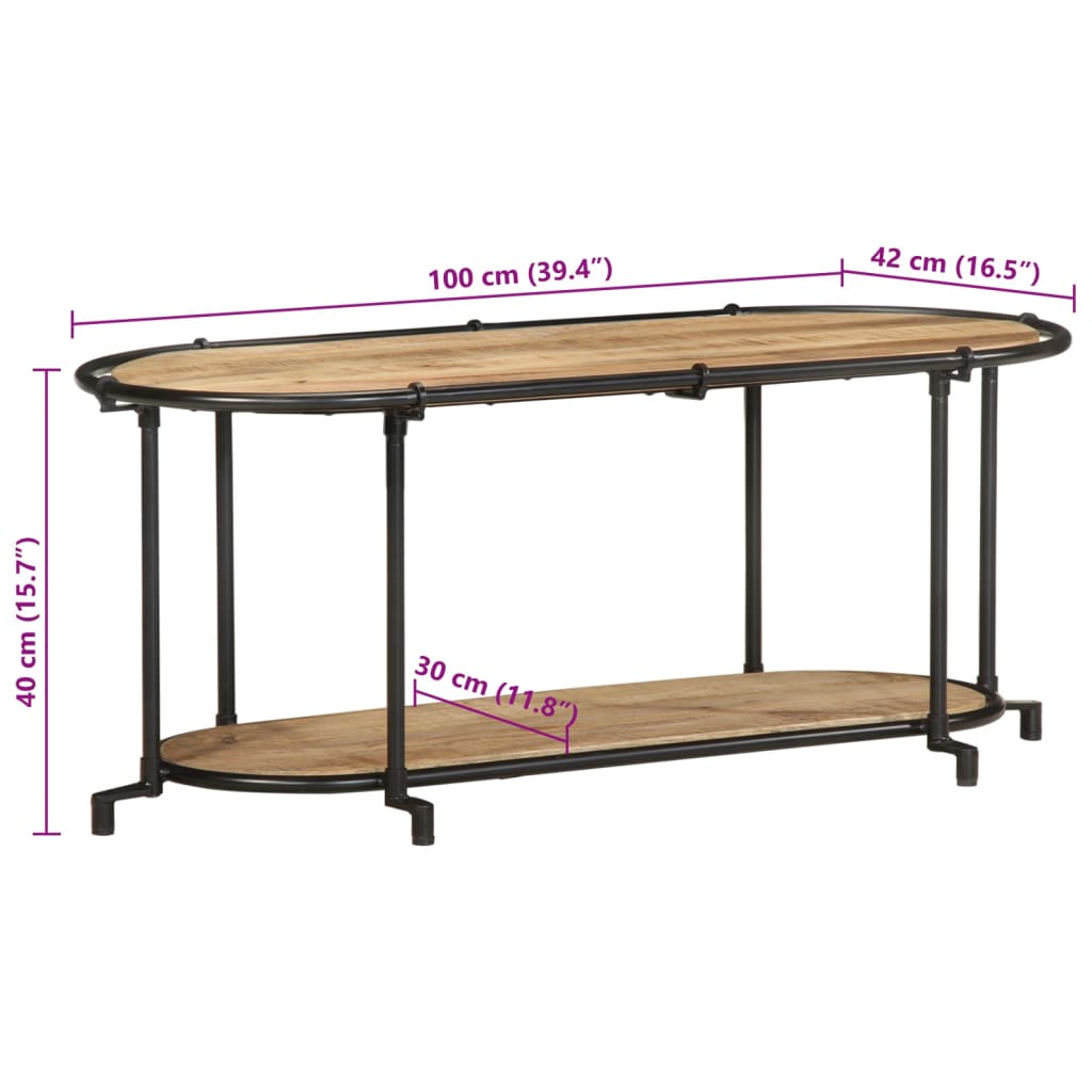 TV-Regal 100x42x40 cm Raues Mangoholz