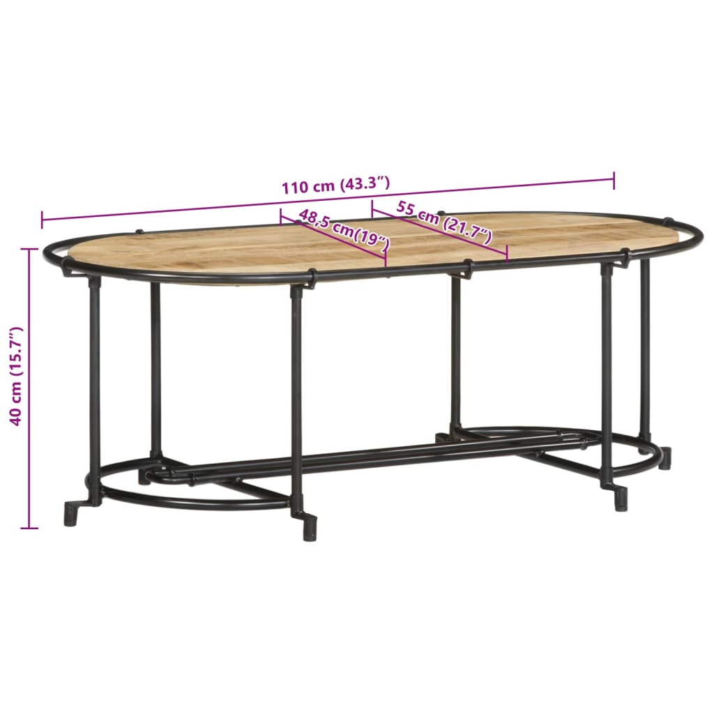 Couchtisch 110x55x40 cm Raues Mangoholz