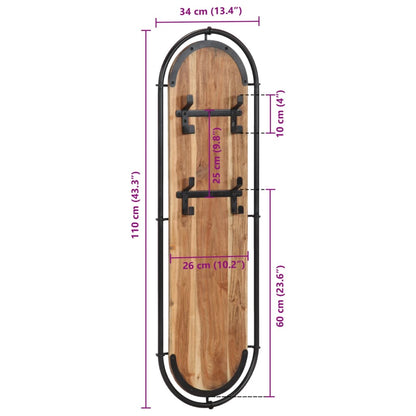 Wandgarderoben mit 4 Haken 2 Stk. Massivholz Akazie