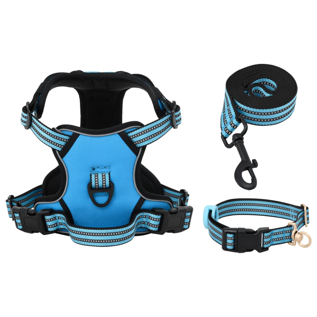 Hundegeschirr mit Leine & Halsband Verstellbar Blau S