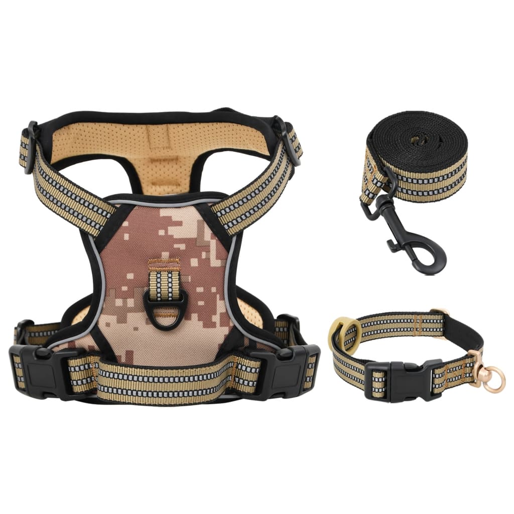 Hundegeschirr mit Leine & Halsband Verstellbar Camouflage S