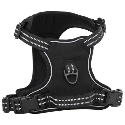 Hundegeschirr mit Leine & Halsband Verstellbar Schwarz XL