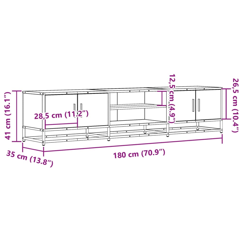 TV-Schrank Braun Eichen-Optik 180x35x41 cm Holzwerkstoff