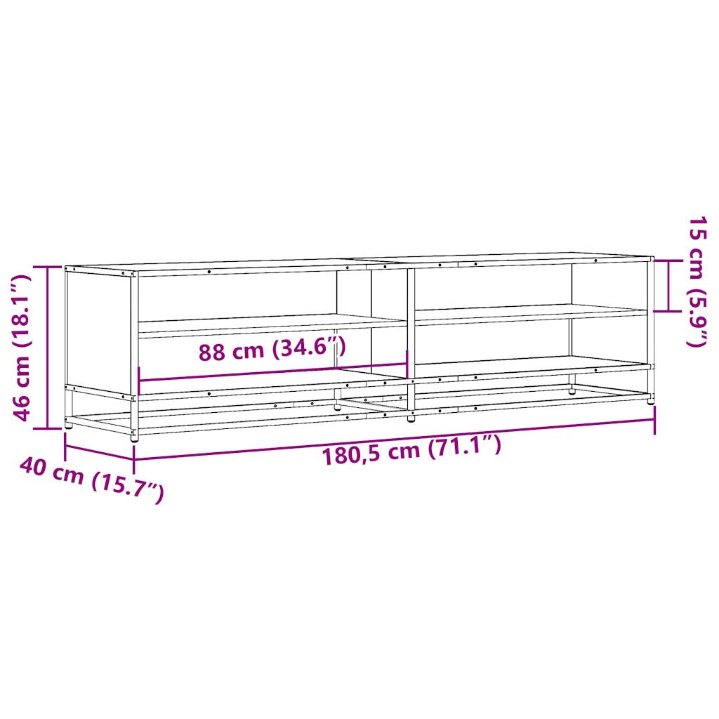 TV-Schrank Schwarz 180,5x40x46 cm Holzwerkstoff