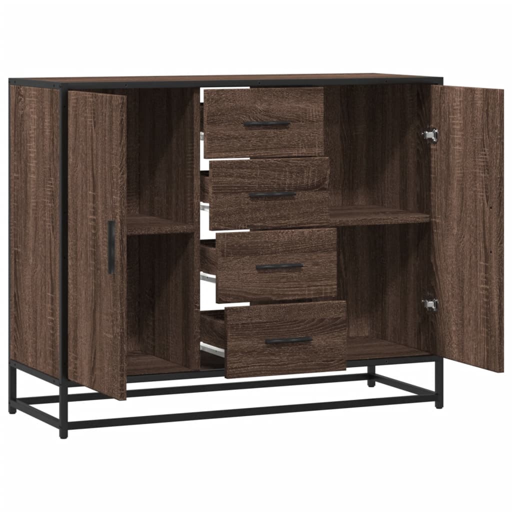 Sideboard Braun Eichen-Optik 92x35x76 cm Holzwerkstoff