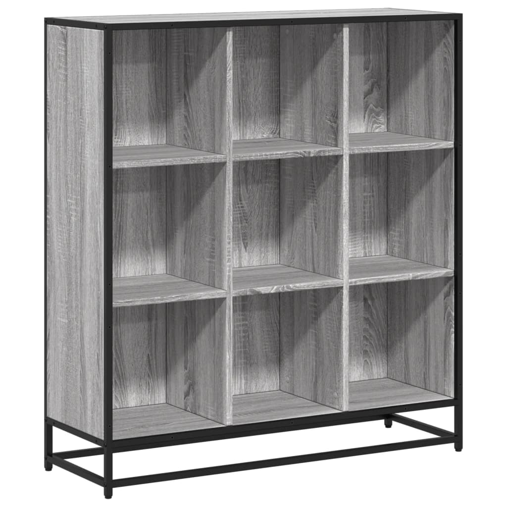 Bücherregal Grau Sonoma 97,5x33x107,5 Holzwerkstoff und Metall