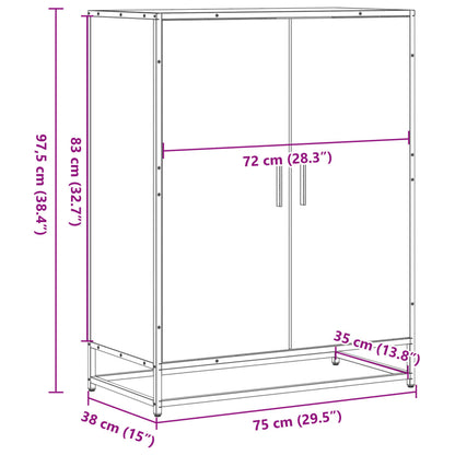 Schuhschrank Eichen-Optik 75x38x97,5 cm Holzwerkstoff Metall