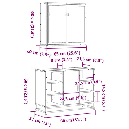 2-tlg. Badmöbel-Set Sonoma-Eiche Holzwerkstoff