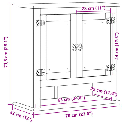 Bad-Wandschrank Corona 70x33x71,5 cm Massivholz Kiefer