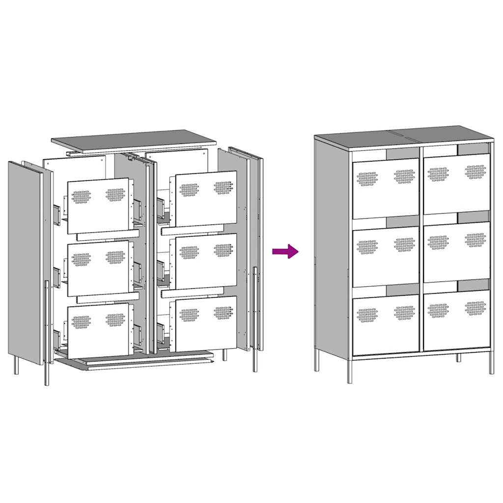 Highboard Anthrazit 68x39x101,5 cm Stahl