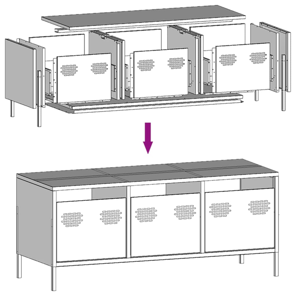 TV-Schrank Schwarz 101,5x39x43,5 cm Kaltgewalzter Stahl