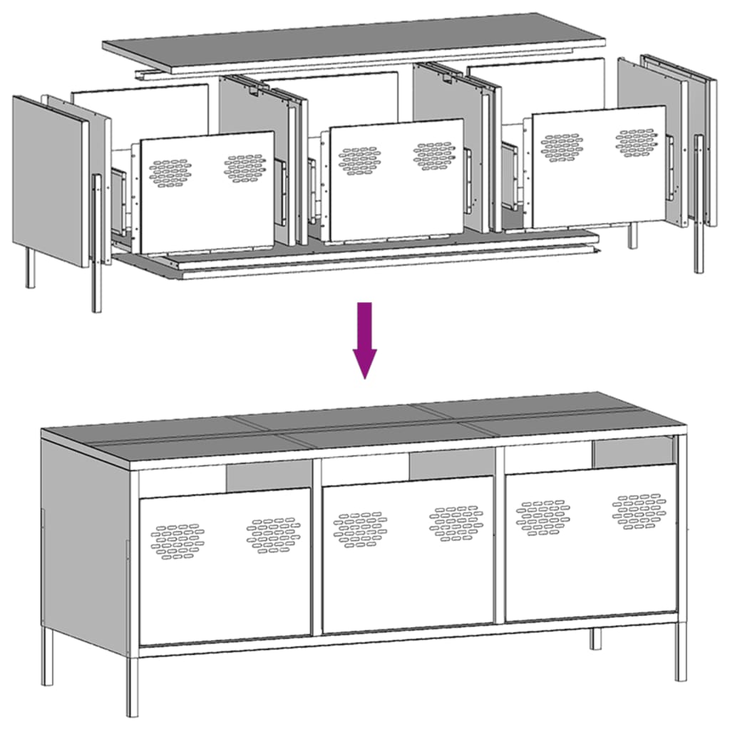 TV-Schrank Senfgelb 101,5x39x43,5 cm Kaltgewalzter Stahl