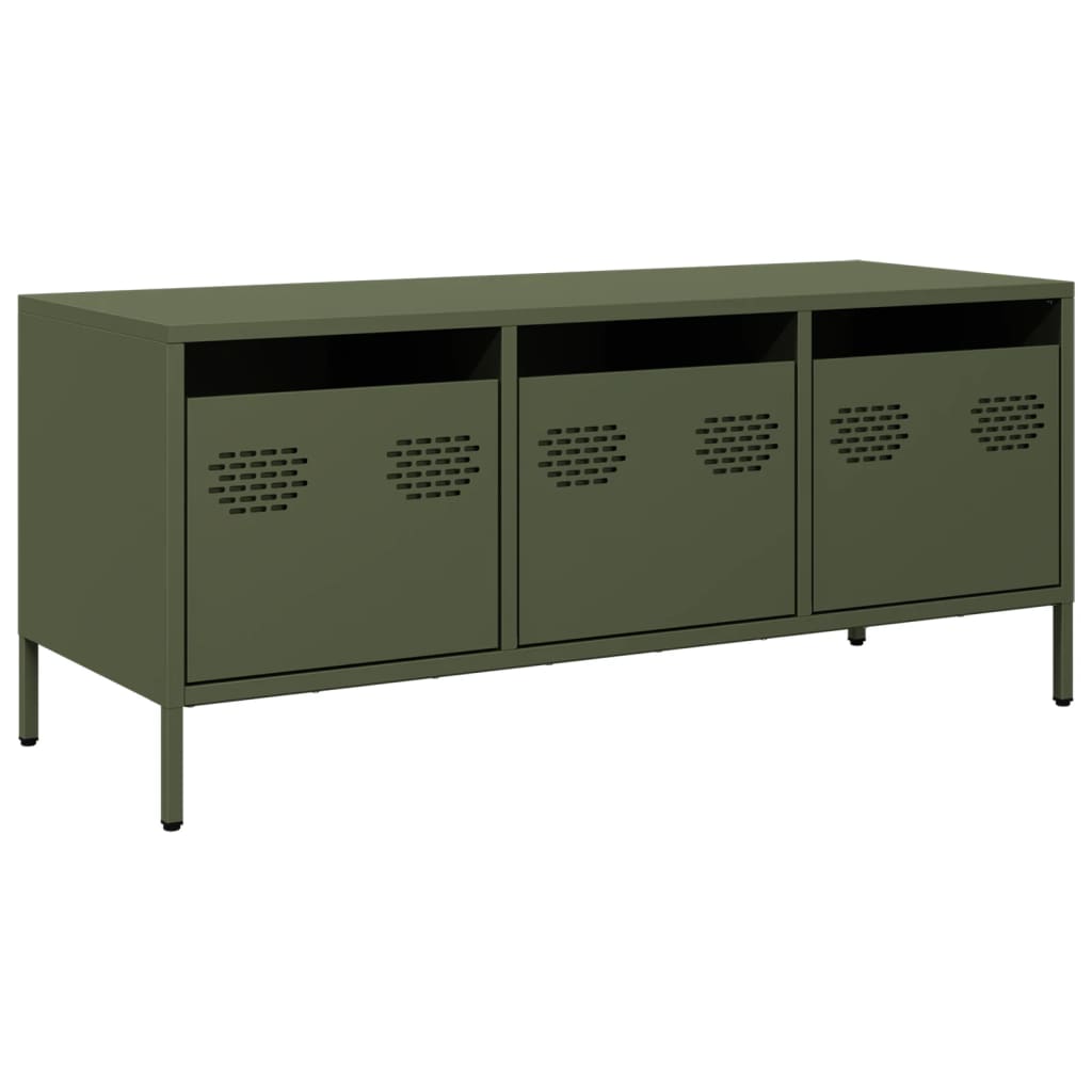 TV-Schrank Olivgrün 101,5x39x43,5 cm Kaltgewalzter Stahl