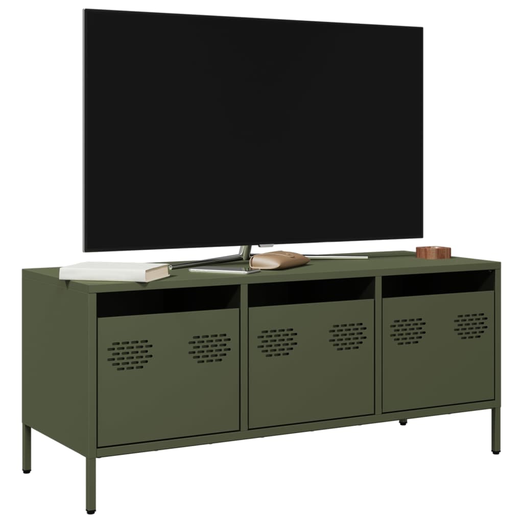 TV-Schrank Olivgrün 101,5x39x43,5 cm Kaltgewalzter Stahl