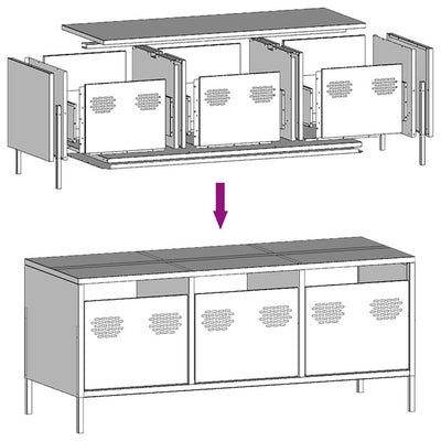 TV-Schrank Weiß 101,5x39x43,5 cm Kaltgewalzter Stahl