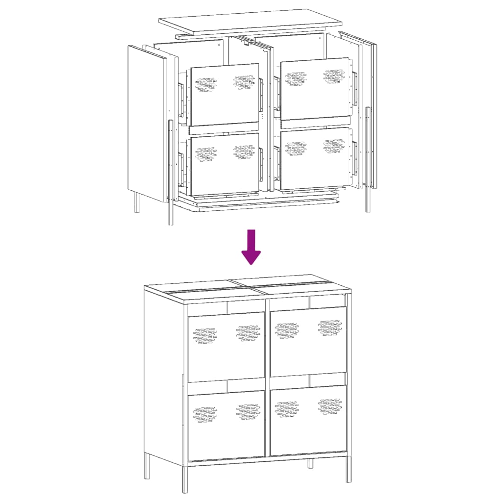 Sideboard Senfgelb 68x39x73,5 cm Kaltgewalzter Stahl