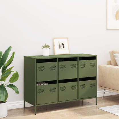 Sideboard Olivgrün 101,5x39x73,5 cm Kaltgewalzter Stahl