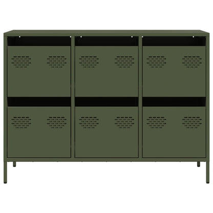 Sideboard Olivgrün 101,5x39x73,5 cm Kaltgewalzter Stahl