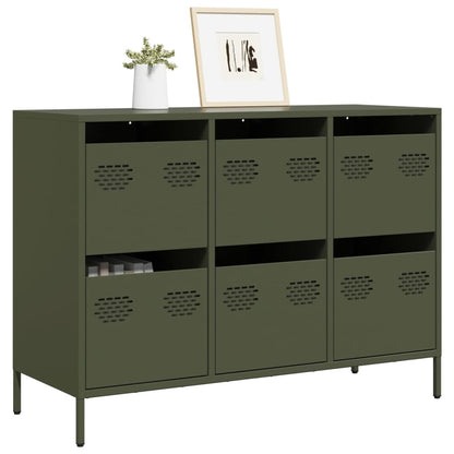 Sideboard Olivgrün 101,5x39x73,5 cm Kaltgewalzter Stahl