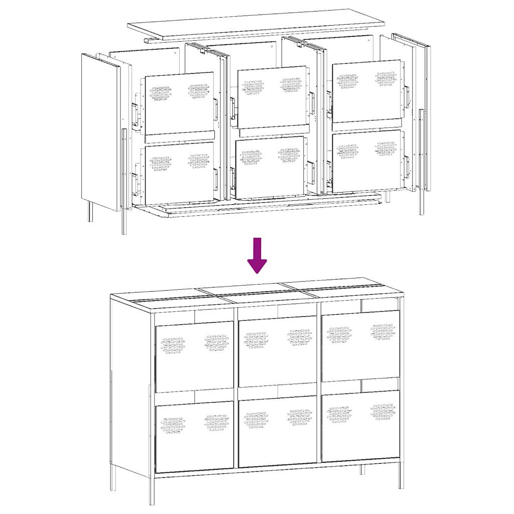 Sideboard Weiß 101,5x39x73,5 cm Kaltgewalzter Stahl