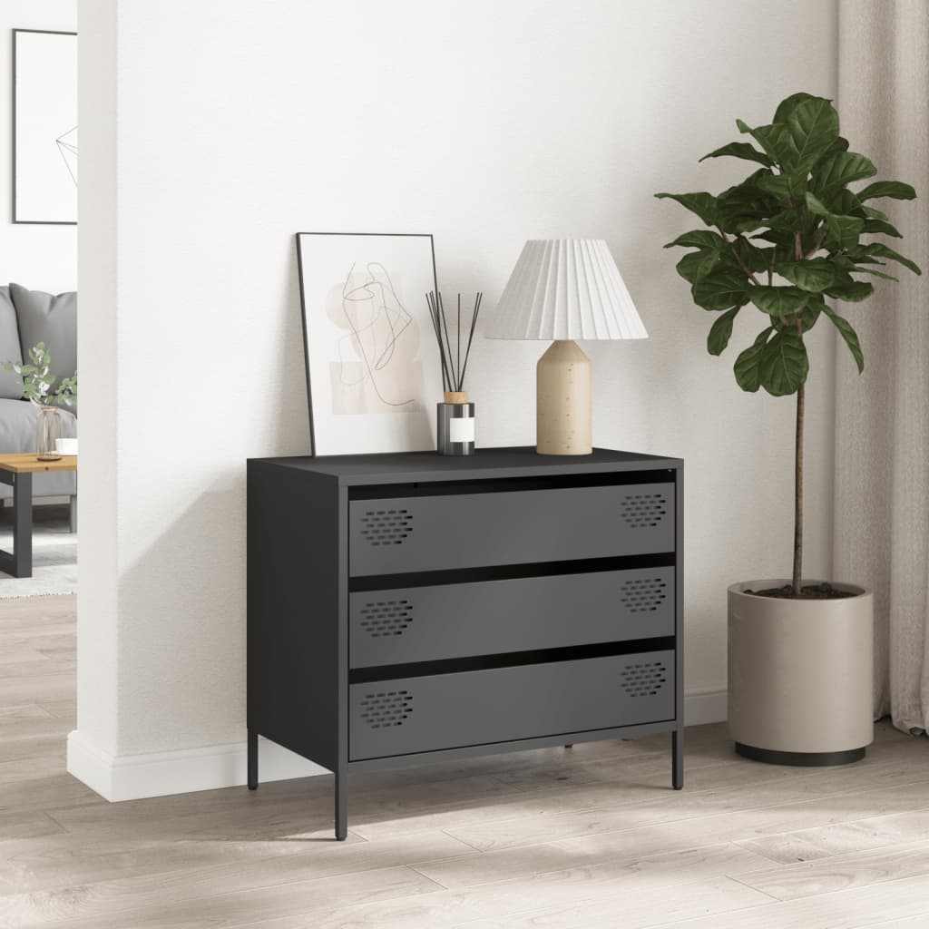 Sideboard Schwarz 68x39x58,5 cm Kaltgewalzter Stahl