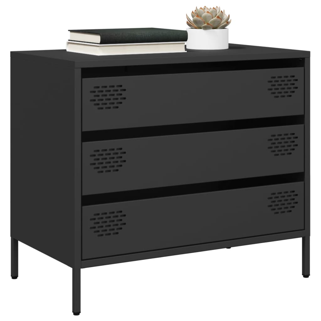 Sideboard Schwarz 68x39x58,5 cm Kaltgewalzter Stahl