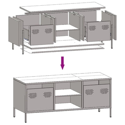 TV-Schrank Schwarz 101,5x39x43,5 cm Kaltgewalzter Stahl