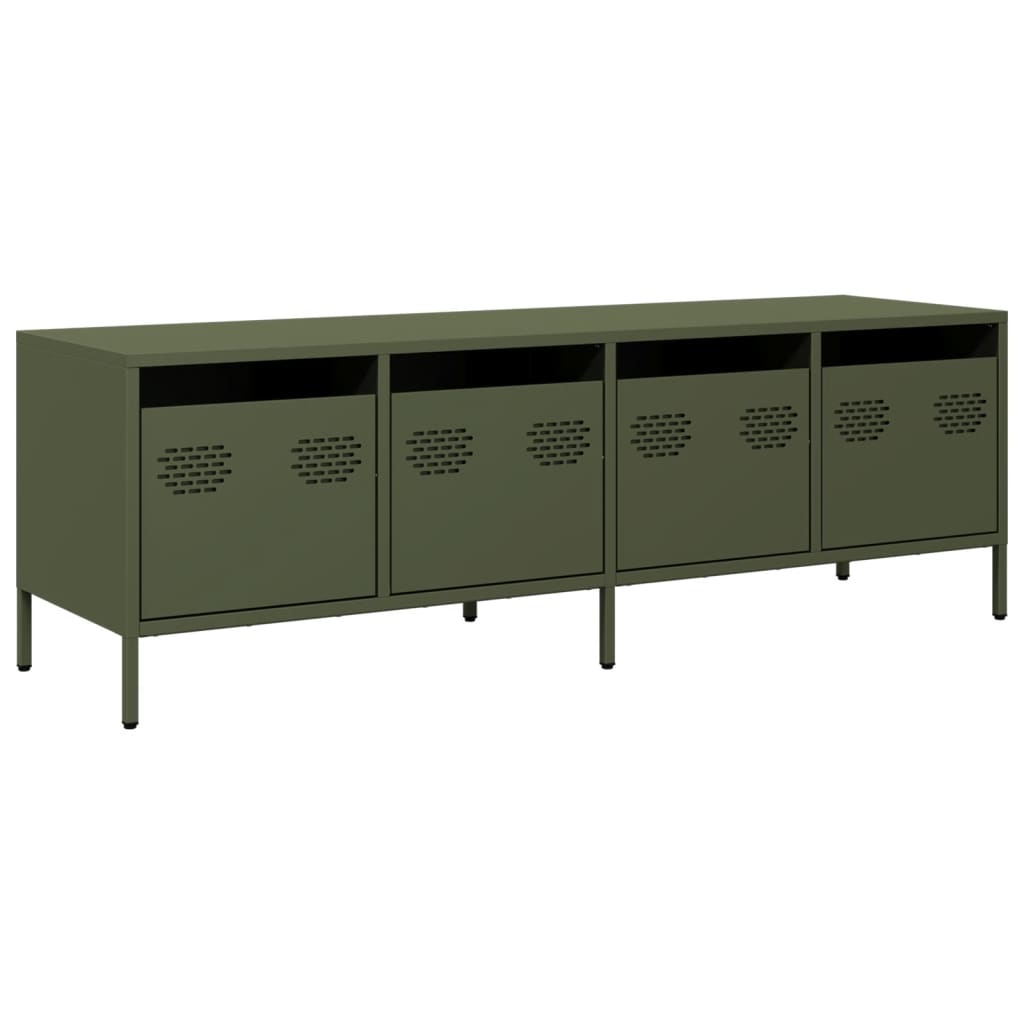 TV-Schrank Olivgrün 135x39x43,5 cm Kaltgewalzter Stahl