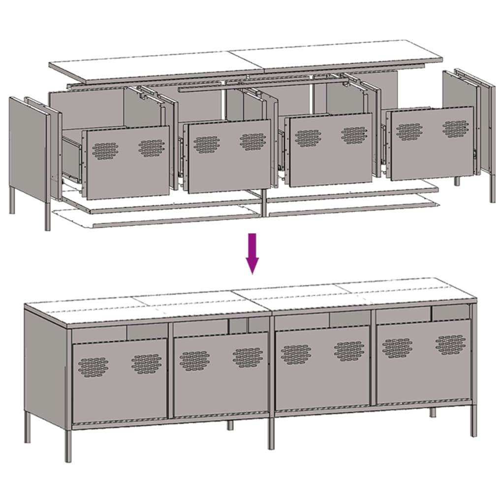 TV-Schrank Olivgrün 135x39x43,5 cm Kaltgewalzter Stahl