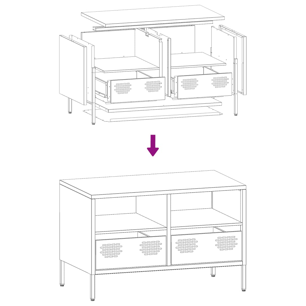 TV-Schrank Schwarz 68x39x43,5 cm Kaltgewalzter Stahl