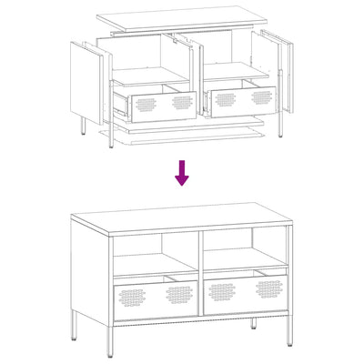 TV-Schrank Schwarz 68x39x43,5 cm Kaltgewalzter Stahl