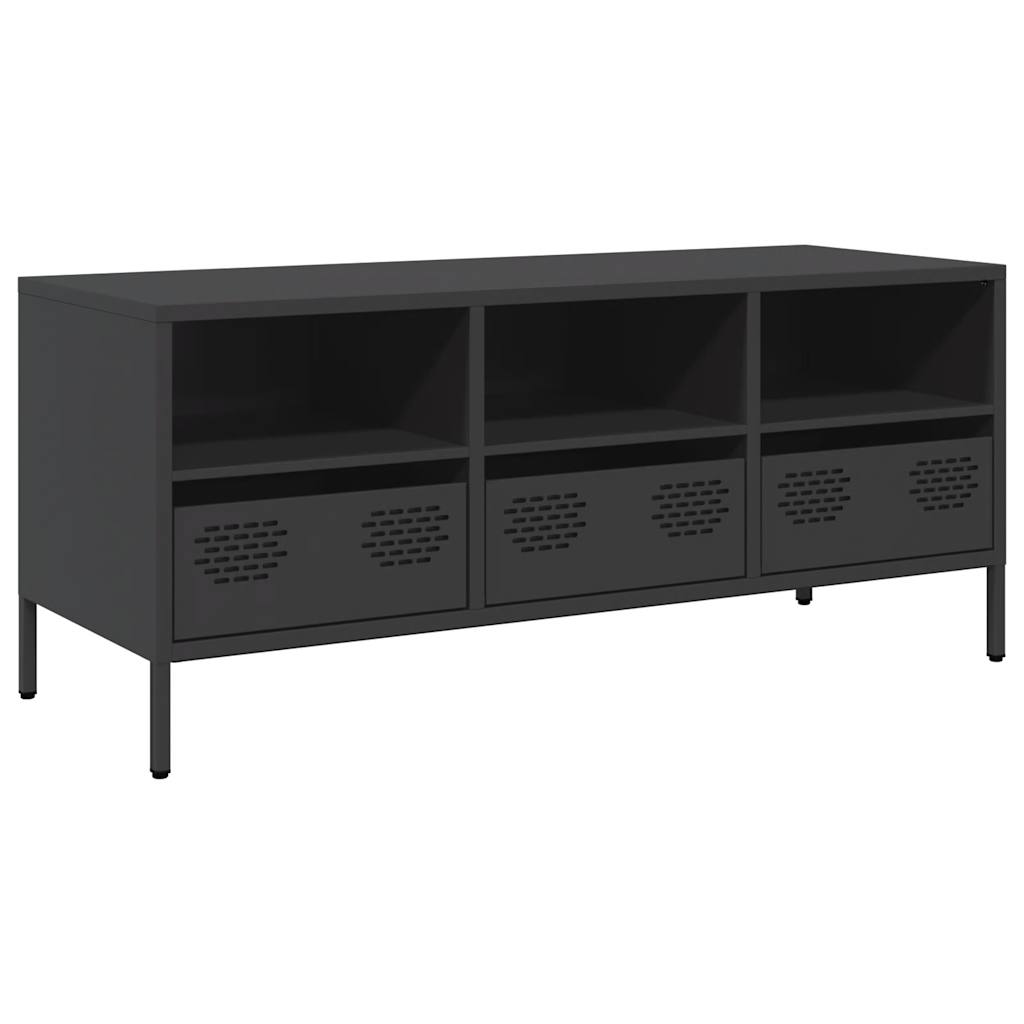 TV-Schrank Schwarz 101,5x39x43,5 cm Kaltgewalzter Stahl