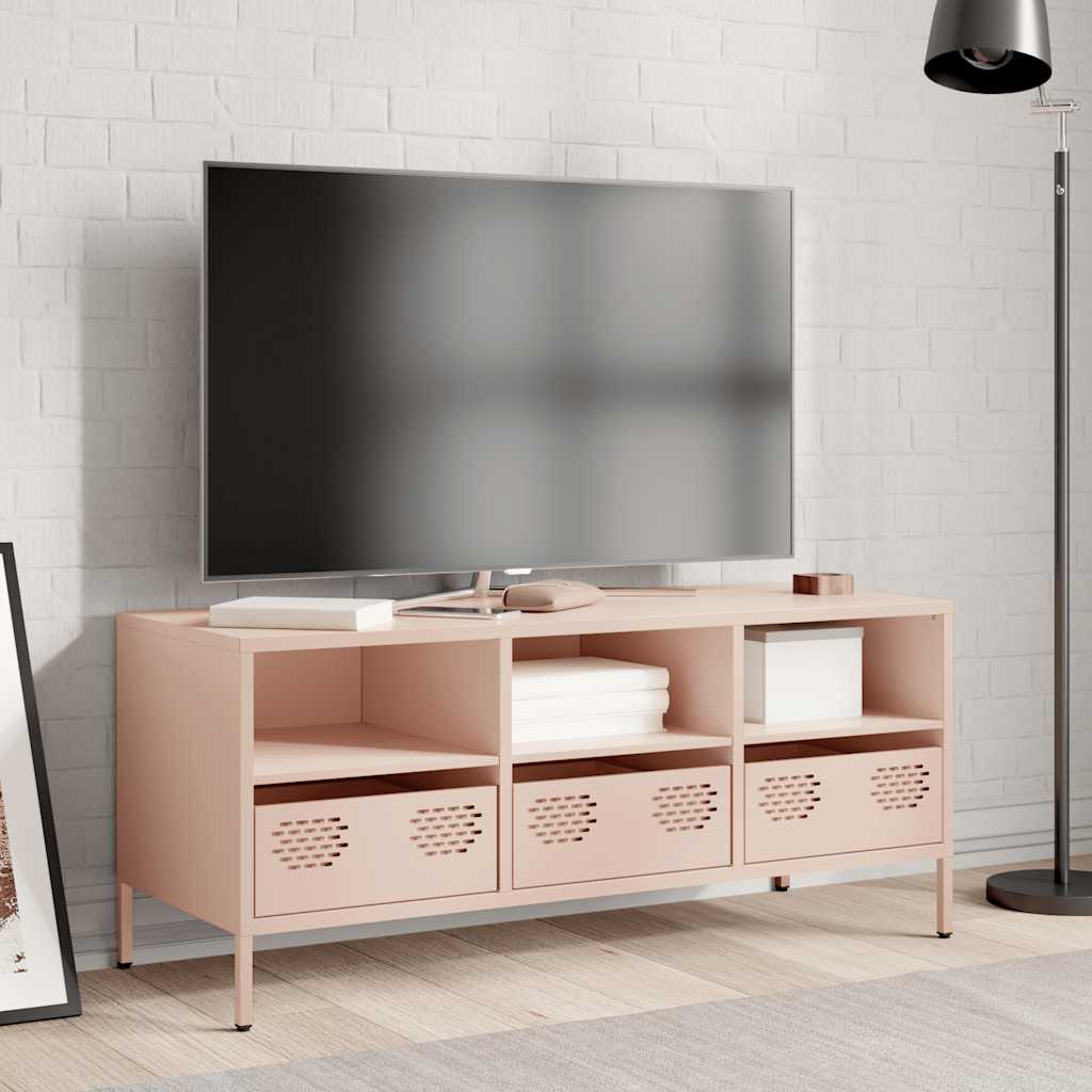 TV-Schrank Rosa 101,5x39x43,5 cm Kaltgewalzter Stahl