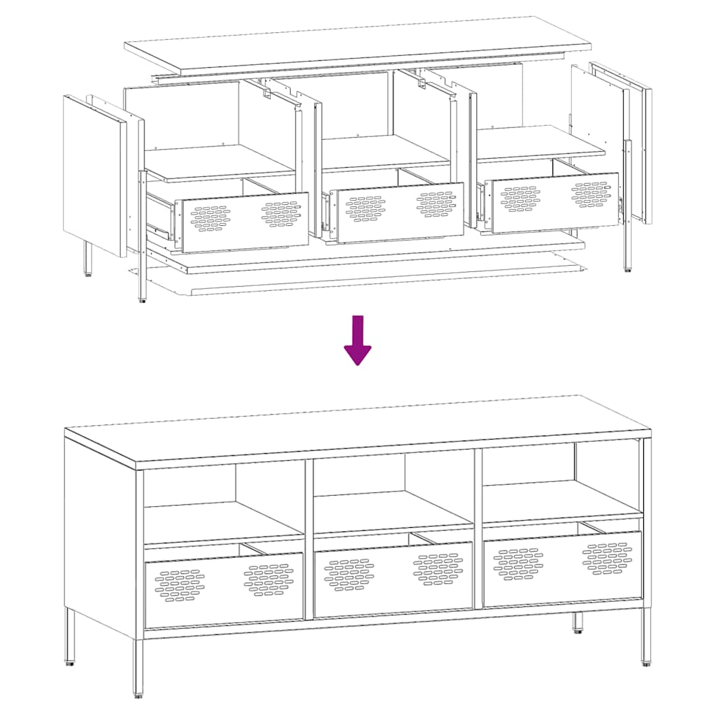 TV-Schrank Rosa 101,5x39x43,5 cm Kaltgewalzter Stahl