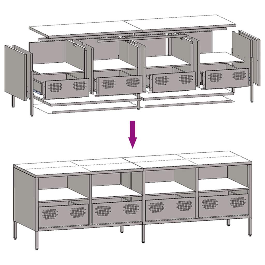 TV-Schrank Rosa 135x39x43,5 cm Kaltgewalzter Stahl