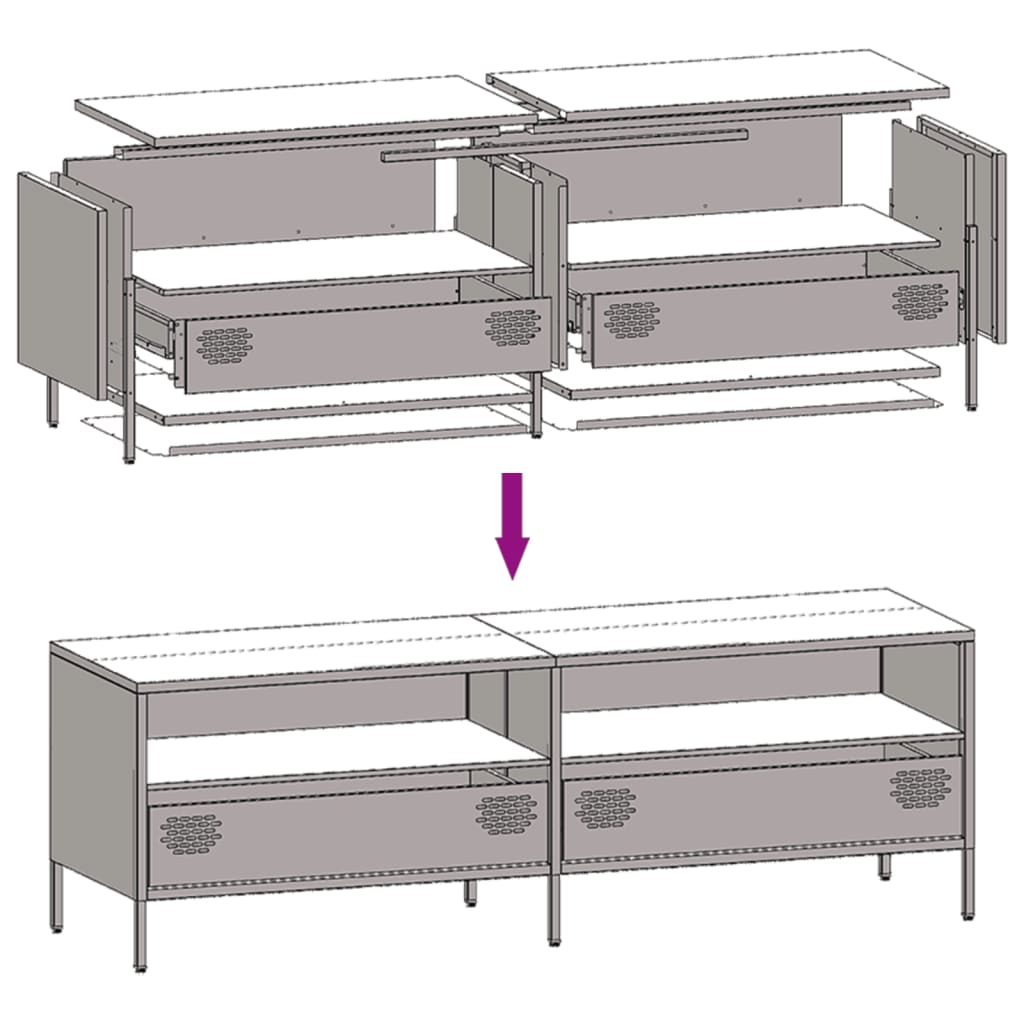 TV-Schrank Schwarz 135x39x43,5 cm Kaltgewalzter Stahl