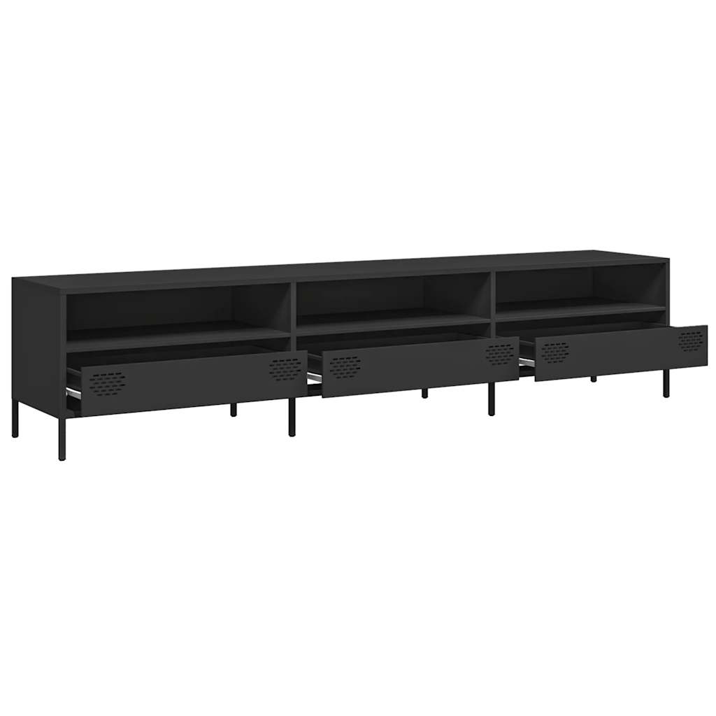 TV-Schrank Schwarz 202x39x43,5 cm Kaltgewalzter Stahl