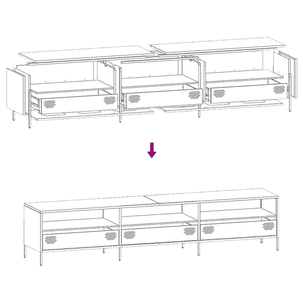 TV-Schrank Schwarz 202x39x43,5 cm Kaltgewalzter Stahl