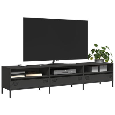 TV-Schrank Schwarz 202x39x43,5 cm Kaltgewalzter Stahl