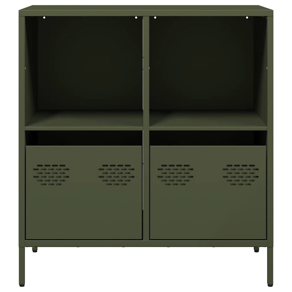 Sideboard Olivgrün 68x39x73,5 cm Kaltgewalzter Stahl